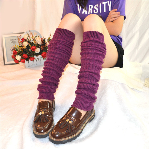 Autumn and winter wool over-the-knee socks, women's socks, base socks, Japanese knitted wool warm high socks, leg covers pile socks