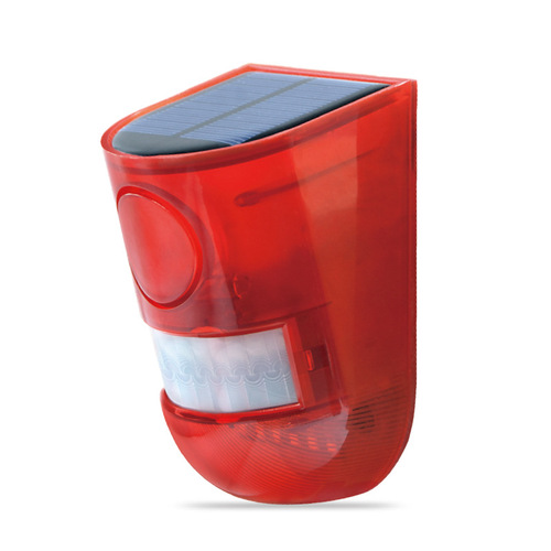 Solar LED Alarm Light Human Body Infrared Sound and Light Alarm Lamp Anti-theft Repelling Wild Boar Animal Repeller 