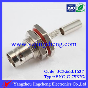 BNC-C-75KY2连接器，75欧，母头，螺母，压接，接SYV-75-2-2线