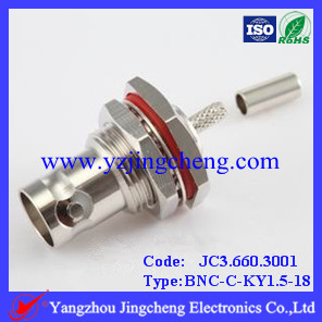 BNC-C-KY1.5-18软电缆连接器，母头，螺母，压接，接RG174等线