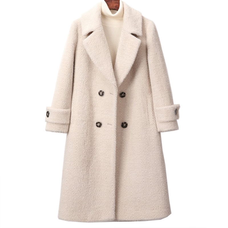 Faux Rabbit Fur Suit Collar Coat Image 6