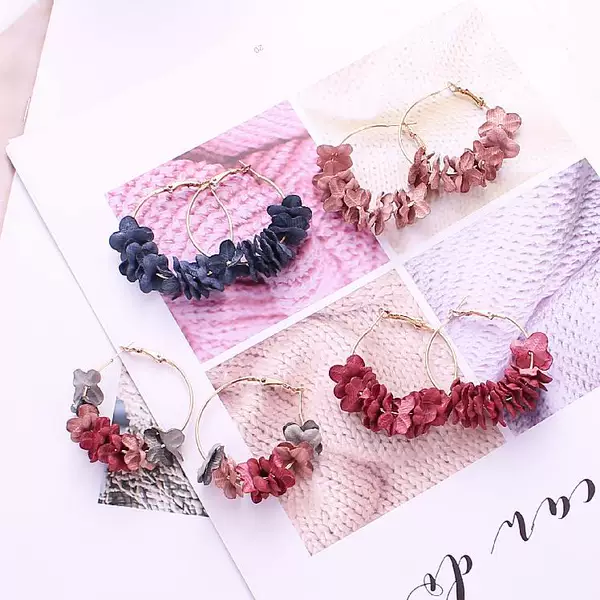 B427 New Arrival All-Match Ear Jewelry Korean Style Hot Earrings Fashion Elegant Women's Fabric Flower Flash Diamond Earrings