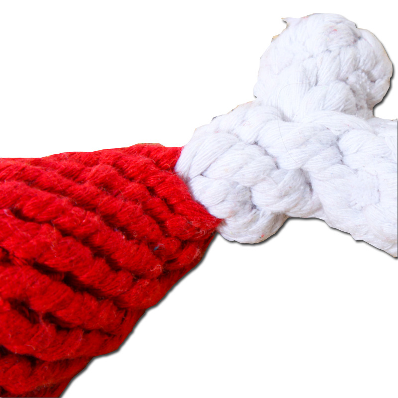 Fábrica directa tejida a mano cuerda de algodón pierna de pollo perro mordedura juguete Teddy Bear dientes limpiador juguetes de perro al por mayor