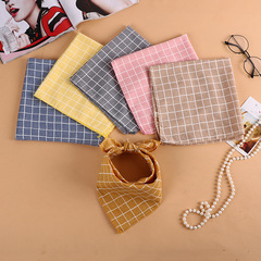 Children's Scarves: Spring/Autumn New Cotton-Linen Plaid-Printed Square Handkerchiefs – Perfect for Boys, Girls, and as Pet Accessories for International Trade
