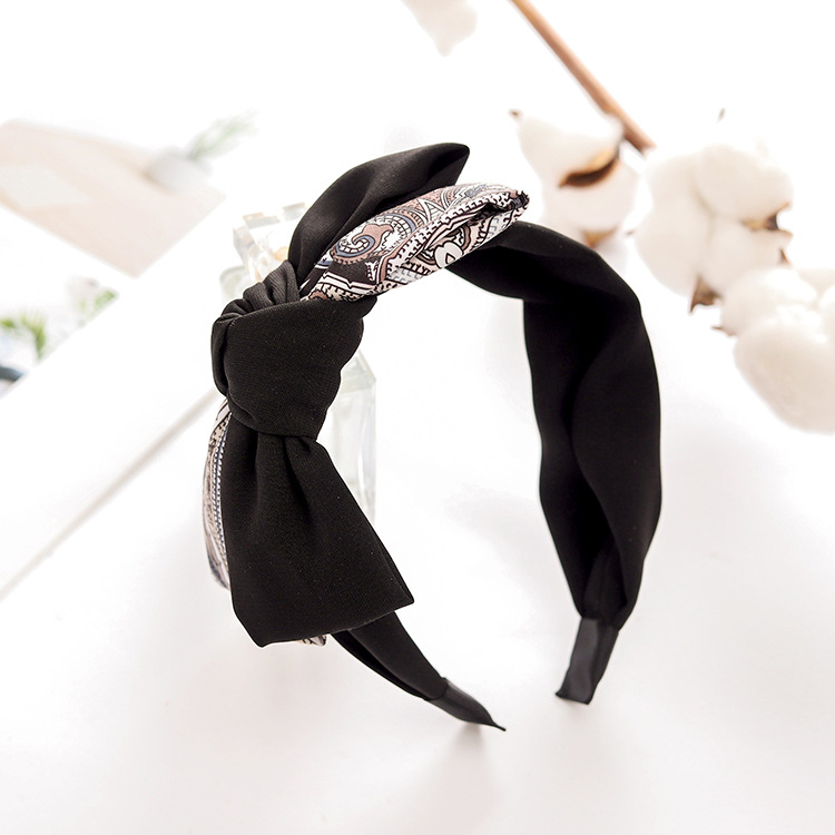 2024 Japan und Südkorea Neue Einfache Kontrast Farbe Großen Bogen Breiten Rand Waschen Gesicht Drücken Stirnband Nette Haar Zubehör_voghion.com