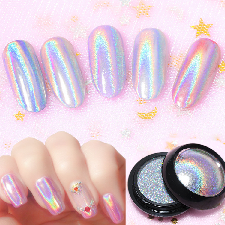 Nail Art Magic Mirror Powder, Seven-Color Laser Magic Mirror Powder, Japanese-Style High-Grade Laser Mirror Silver Electroplating Powder