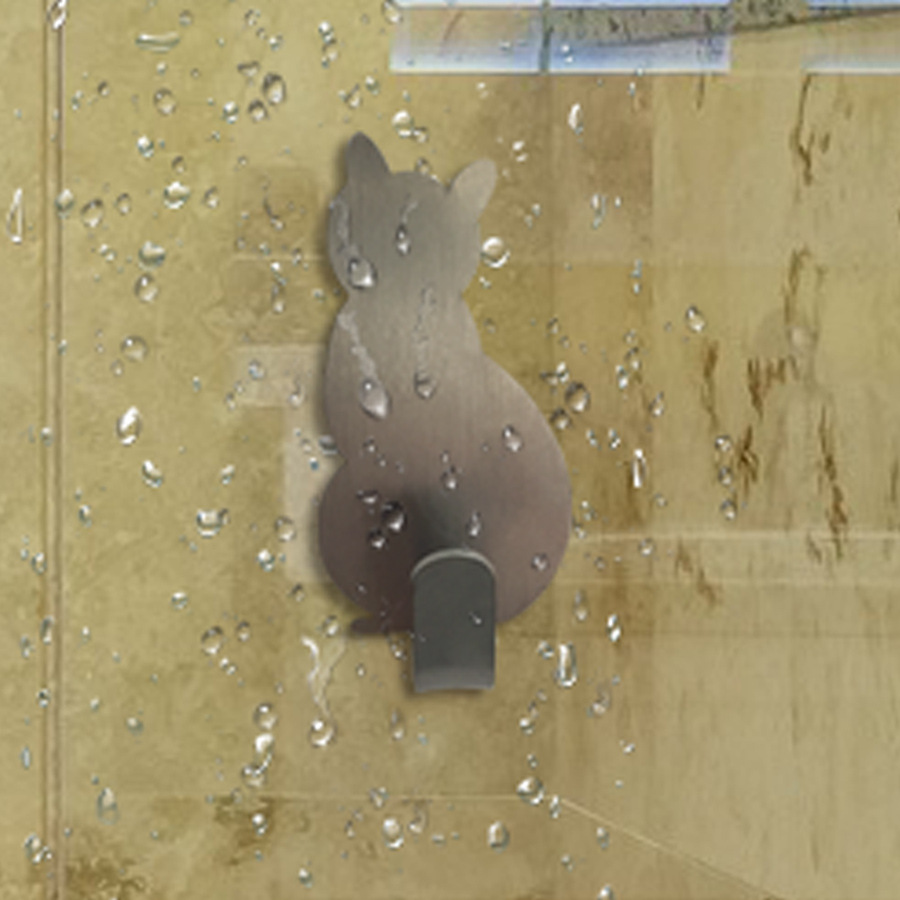 Creativo práctico gato de dibujos animados gancho pegajoso 304 gancho de acero inoxidable gatito gancho de acero inoxidable decoración del hogar