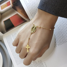 范智乔 韩国韩版925纯银百搭时尚简约个性玛丽亚十字架手链手饰