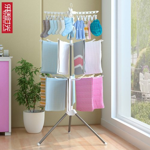 Baby clothes drying rack floor-standing folding stainless steel children's bedroom clothes rack household baby diaper rack towel rack