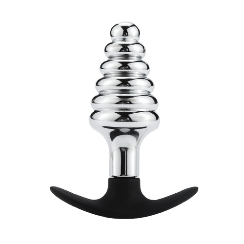 Metal + silicone out-and-out anal plug, anal expansion masturbator for men and women, suction cup, bead-pulling sex toy, sex toy