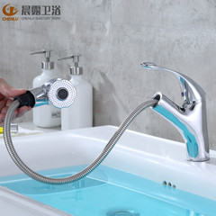Morning dew baking black pull-out cold and hot single hole basin faucet for hotel apartment home use bathroom sink faucet