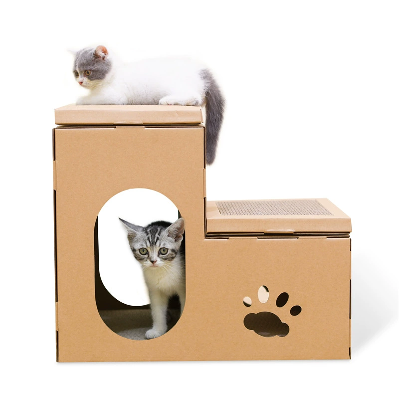 DIY Meow Star Products Corugated Paper Cat House Double House Cat Cat Cat Cat Claw Toys and Cat Nest