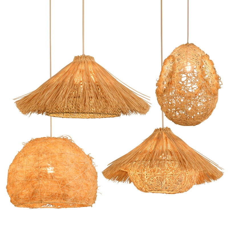 Lámpara de Techo de Mimbre de Bambú, Estilo Chino Nuevo, para Restaurante, Hotel, Hostal, Lámpara de Estilo Japonés, Pantalla de Lámpara de Arte Creativo Retro