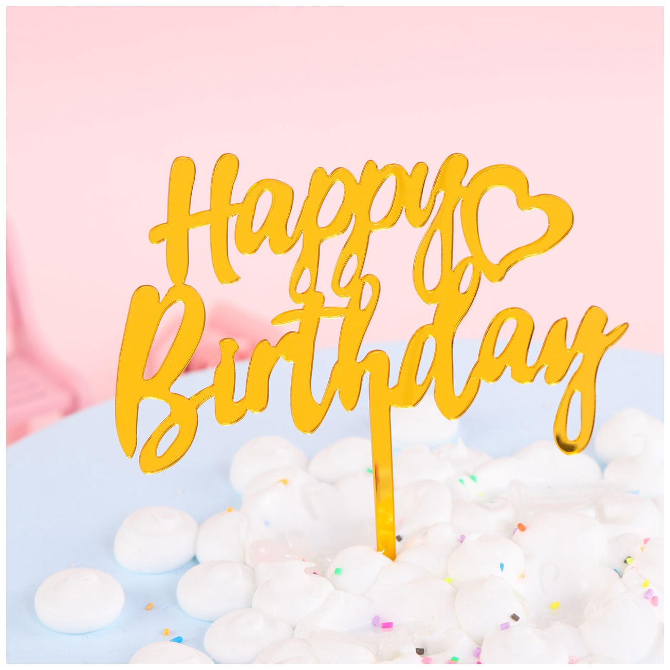 Inserción de tarjeta de pastel de cumpleaños decoración para hornear inserción de bandera creativa acrílico espejo de doble cara inserción de tarjeta fábrica en stock al por mayor