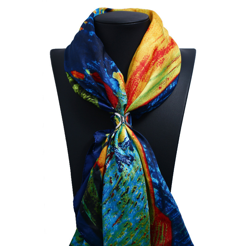 Transfronterizo europeo y americano nueva Cruz multiusos hueco simple bufanda de tres anillos hebilla en forma de X bufanda cuadrada bufanda chal hebilla