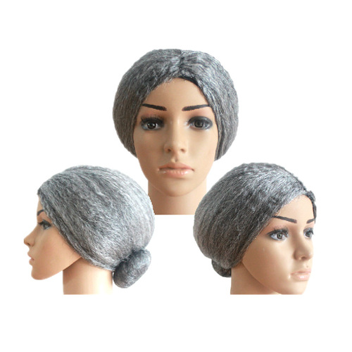 Ancient costume wig set, old lady wig, theater performance ballroom, grandma white hair, gray lady wig, headwear set