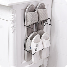 吸壁式免打孔拖鞋架浴室简易小鞋收纳架家用铁艺壁挂鞋子托架