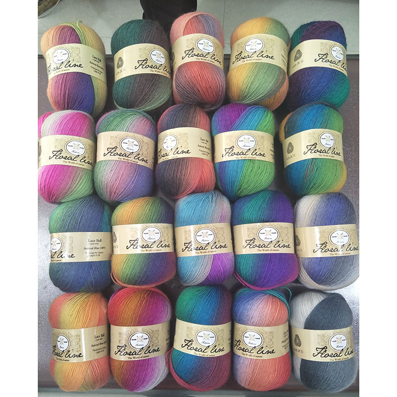 Una sola hebra sección teñida hilo degradado color lana tejida a mano bufanda sombrero lana Arco Iris lana al por mayor