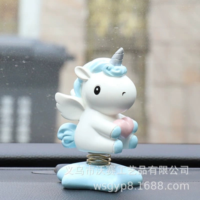 Cartoon unicorn cake Car ornaments - blue