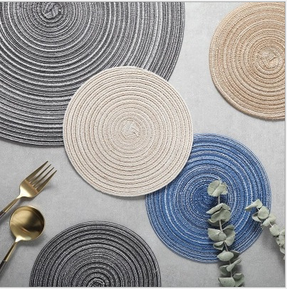 Japanese handmade ramie placemats with thread round thick table mats heat insulating mats cup mats plate mats