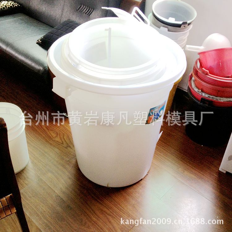 高端塑料水桶模具设计制造，垃圾桶 钢化塑料桶连盖子模具生产