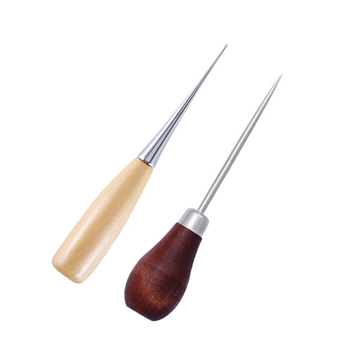 SKC wooden handle gourd awl, handmade leather awl, DIY knitting tool straight awl, curved awl, leather shoe repair drill