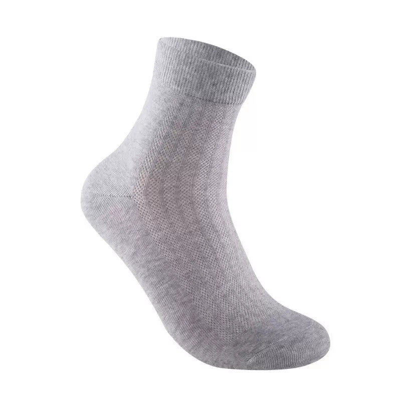 春秋7天防臭袜商务袜男士中筒纯色精梳棉袜子网眼中筒袜厂家批发