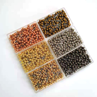 Cross-Border Hot-Selling Metal Plastic Thumbtacks Round Ball Pins Cork Office Fixing Six Colors 1200 Pieces/Set