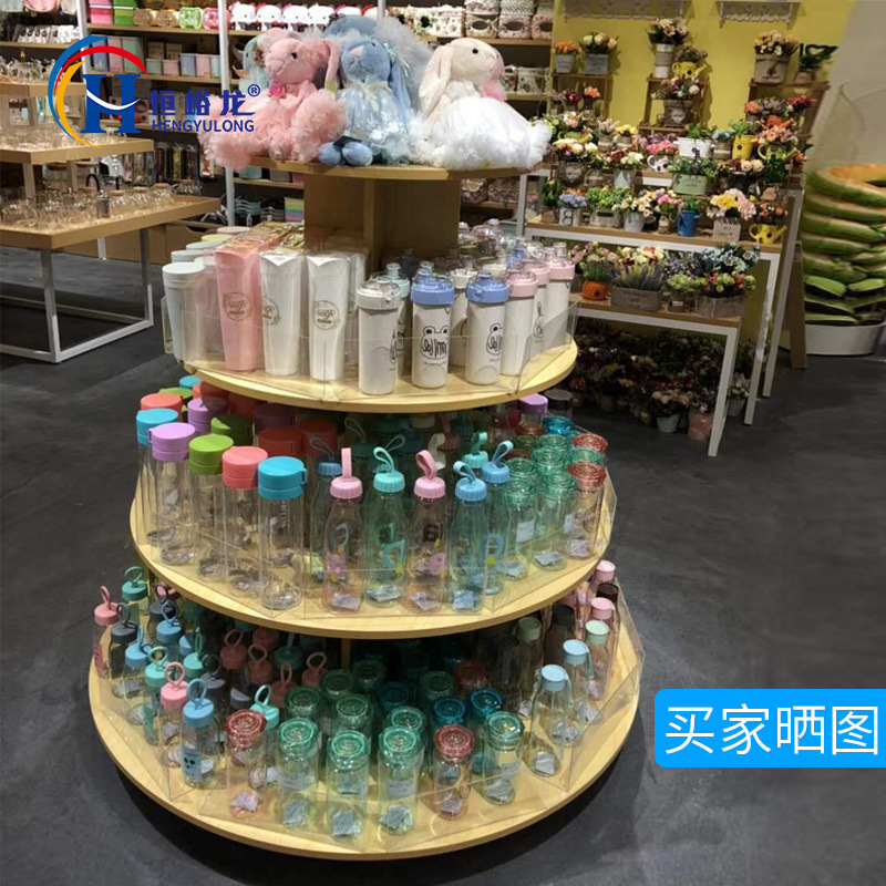 Mingchuang de madera de vino redondo estante de zapatos soporte de exhibición tienda materna e infantil leche en polvo ropa para niños zapatos para niños bolsa de juguete estante de la pila