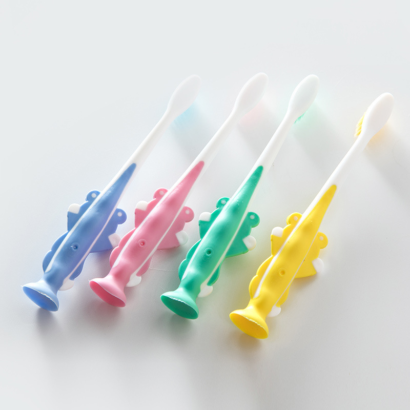 4 piezas oso pelo suave cepillo de dientes para niños pelo fino cepillo de dientes para bebés cubierta de cepillo de dientes independiente portátil de viaje