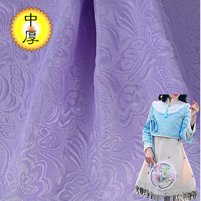 厂家蝴蝶花浮雕梭织提花布童装汉服diy手工全涤数码印花面料