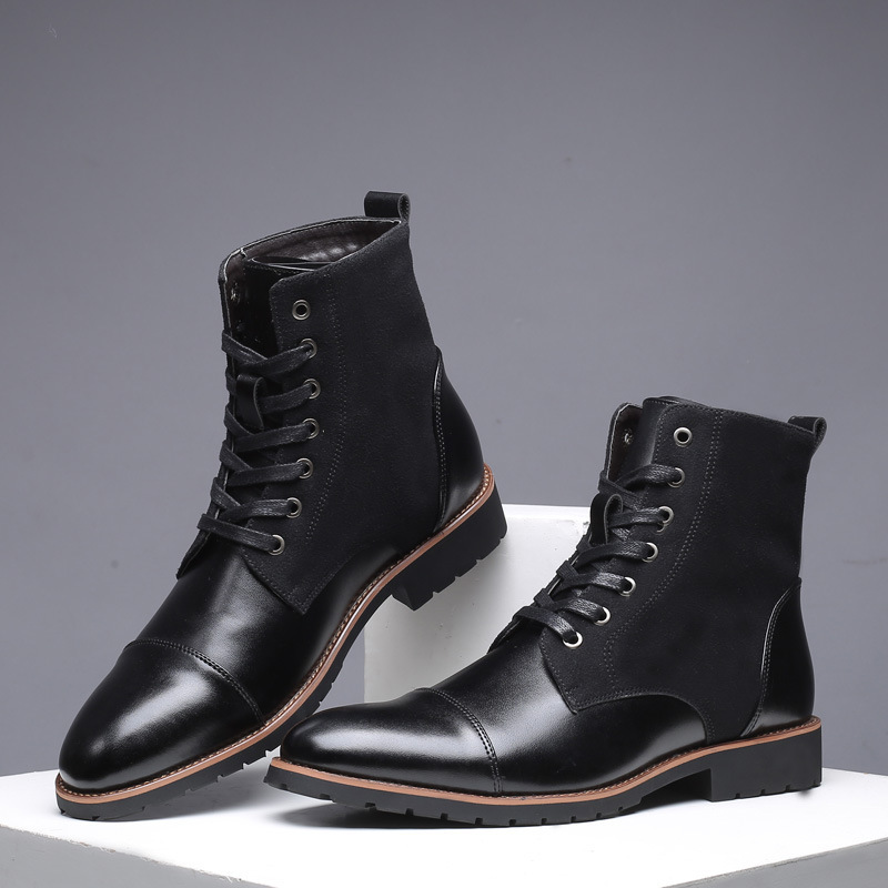 New plus size Men's Cotton Shoes Fashion Color-block Pointed fleece-lined Warm Martin Boots High-top Men's Shoes Leather Boots New plus size Men's Cotton Shoes Fashion Color-block Pointed fleece-lined Warm Martin Boots High-top Men's Shoes Leather Boots