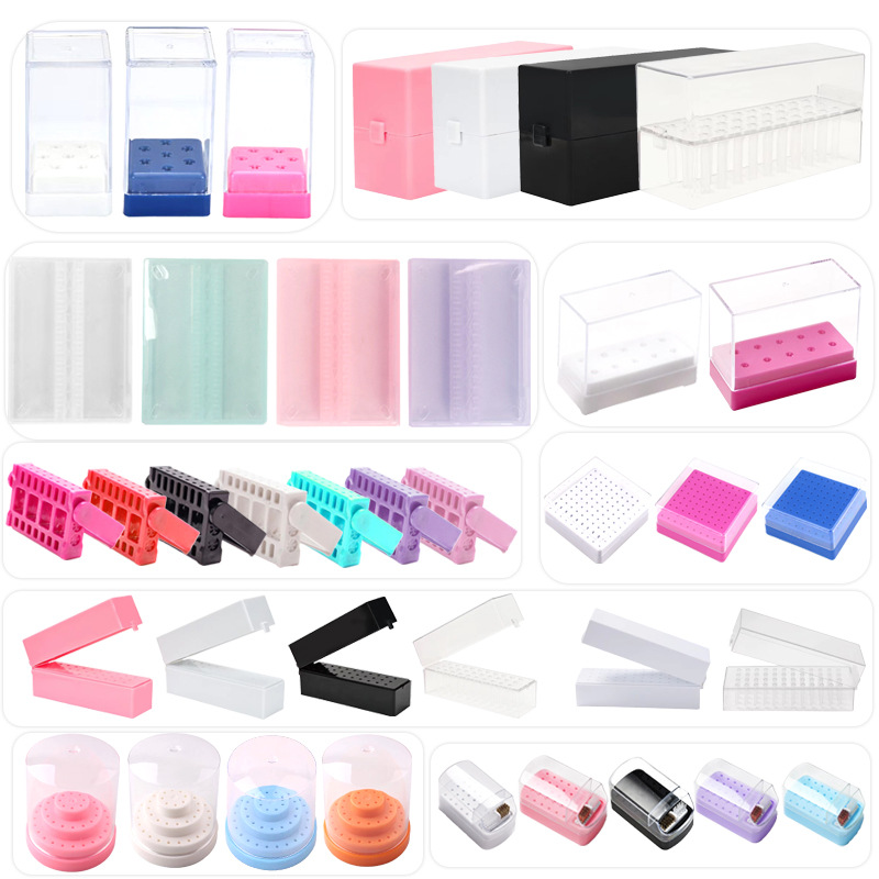 Manicura molienda cabeza caja de almacenamiento manicura molienda cabeza caja de limpieza polvo pantalla caja manicura caja de almacenamiento colección de herramientas