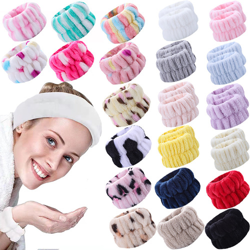 European and American cross-border plush face wash wrist sports bracelet waterproof wristband colorful headband headband can be vacuumed