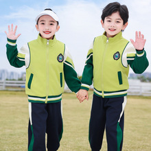 幼儿园园服春夏款学院风一年级班服小学生运动校服绿色清爽四件套