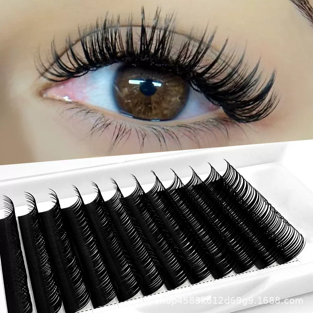 漫画湿睫毛单根多取嫁接睫毛自动收尖美睫店专用8-15天鹅绒假睫毛