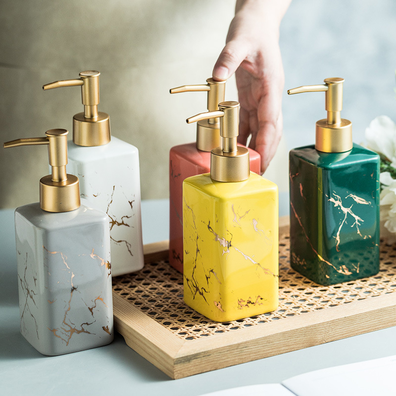 Bathroom Hand Sanitizer Bottle Hotel Bathroom Shampoo Shower Gel Disinfectant Press Bottle Marble Pattern Light Luxury