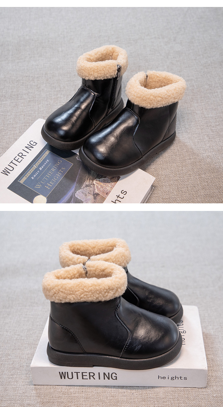 Botas de inverno para menina com forro de lã impermeáveis_voghion.com