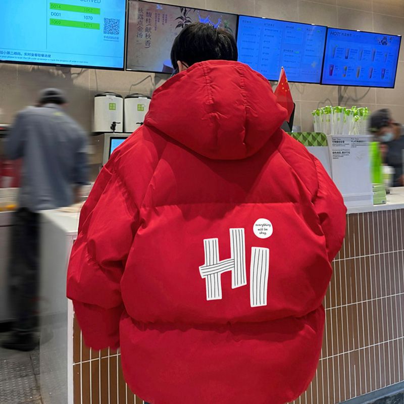 빅 레드 코튼 코트【HI】