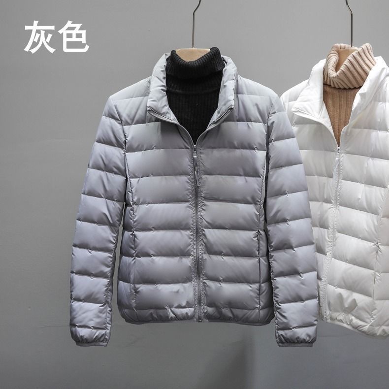 Otoño y invierno nuevo tipo de chaqueta delgada sin costuras, mujer ligera y corta coreana de cuello ligero, chaqueta deportiva al aire libre de tamaño grande