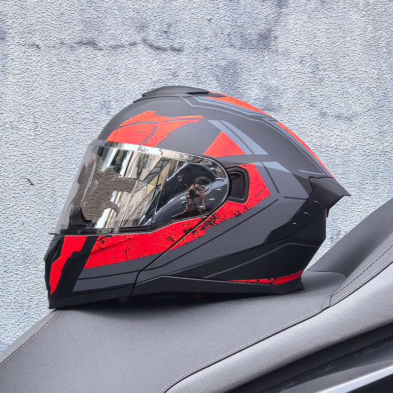 LVS3C certificado casco de motocicleta estándar nacional para hombres y mujeres casco de cara a cara casco de locomotora de verano seguridad general de cuatro estaciones