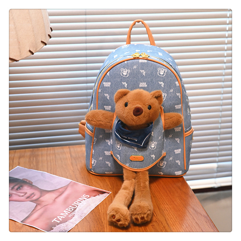 Caricatura encantadora peluche osos mochila de chicas mochila de gran capacidad de otoño y invierno nueva mochila de mujeres de comercio exterior