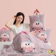 ✅多功能折叠抱枕被子两用车载靠枕办公室午睡空调被纯棉色织