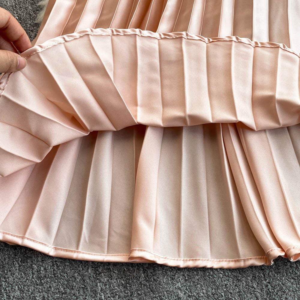 Women's Clothing Sexy Backless Hollow Halter Neck Long Dress Beach Vacation Style Pleated Skirt For Casual Party Evening_ecoleips.com