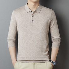 男士高档时尚Polo领羊毛衫2024新款商务休闲男装春秋季纯色翻领