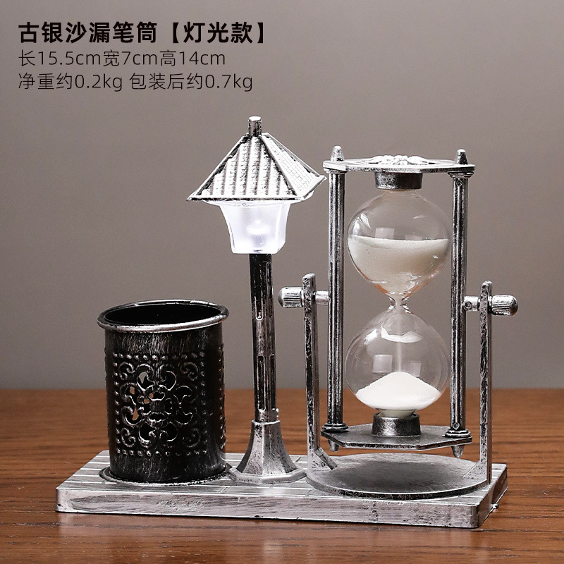 Creativo farola de arena que fluye antigua portalápices regalo para estudiantes reloj de arena blanco que cambia de color luz nocturna decoración regalo de cumpleaños