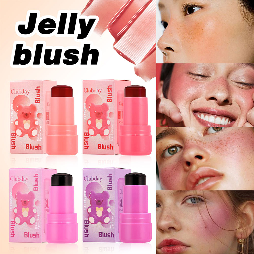 Clubday Multi-color Jelly Blush Stick, Q-bouncy fruit-flavored lip Dye stick, natural contouring lip gloss stick for both lips and cheeks undefined