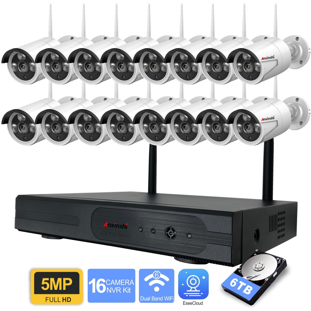 5 Million Pixels 16Ch Wireless Bullet Security Camera Set Support Two-Way Audio Smart Motion Detection