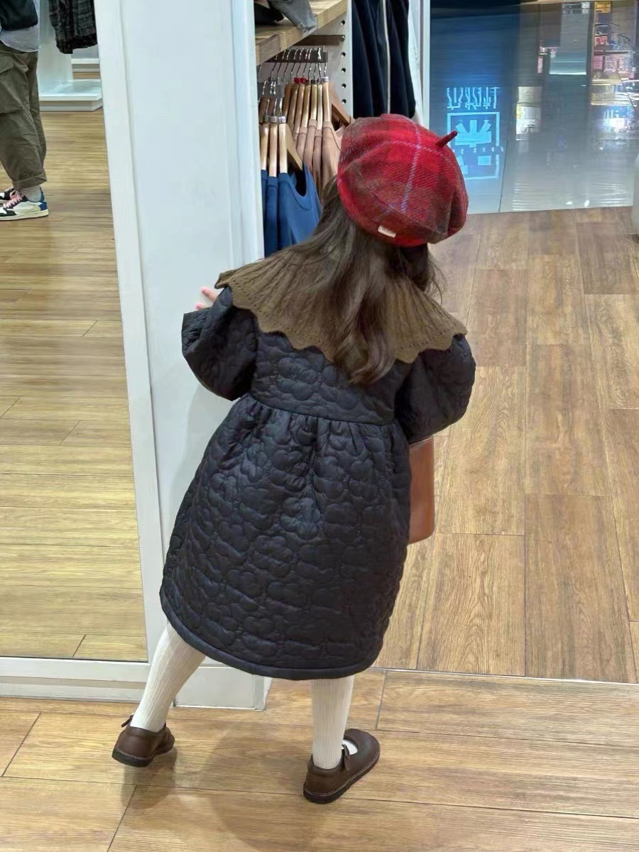 Veste en coton pour filles, nouvelle version coréenne d'automne et d'hiver 2023, robe de princesse à col tricoté pour filles 78172_voghion.com
