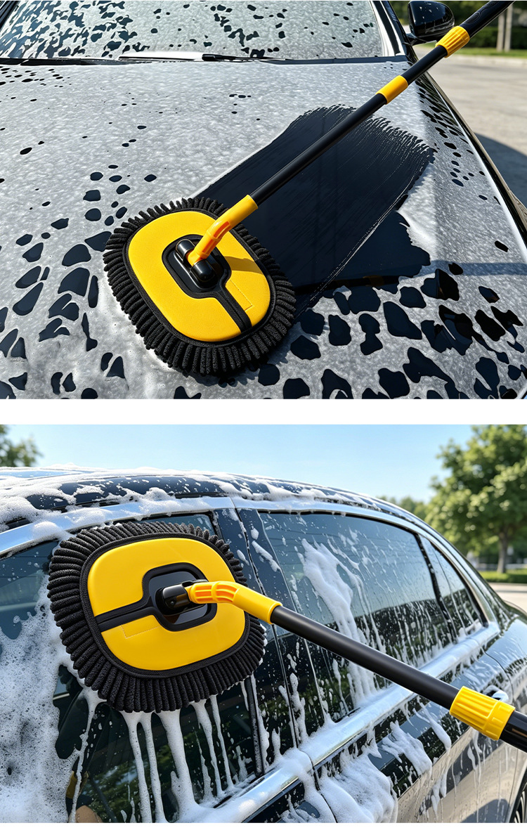 Car Wash Mop with Extendable Bendable Handle, Car-Specific Mop, Anti-Scratch Car Wash Brush, Cleaning Tool, Car Wiping Gadget
